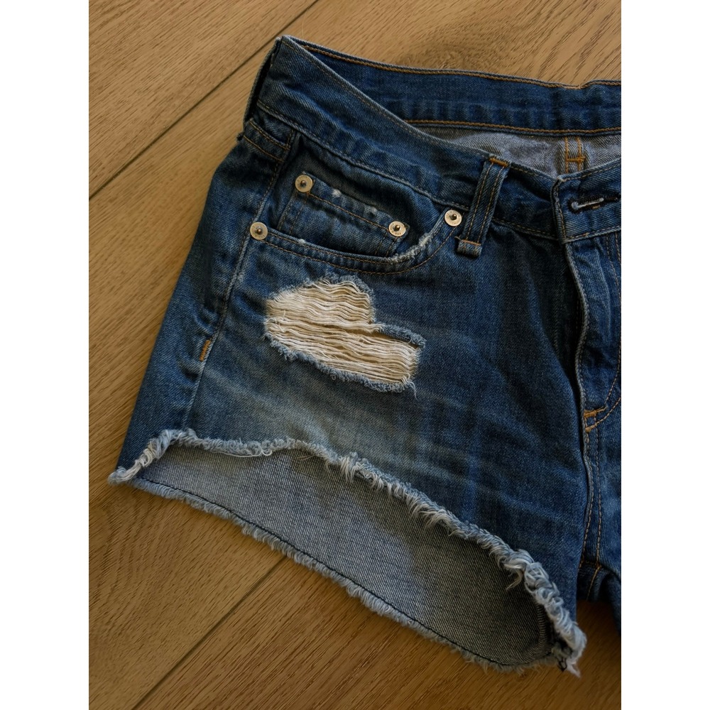Rag & Bone JEAN Freeport Distressed Denim Shorts Blue W1907K273FRE Size 25 - Picture 3 of 7